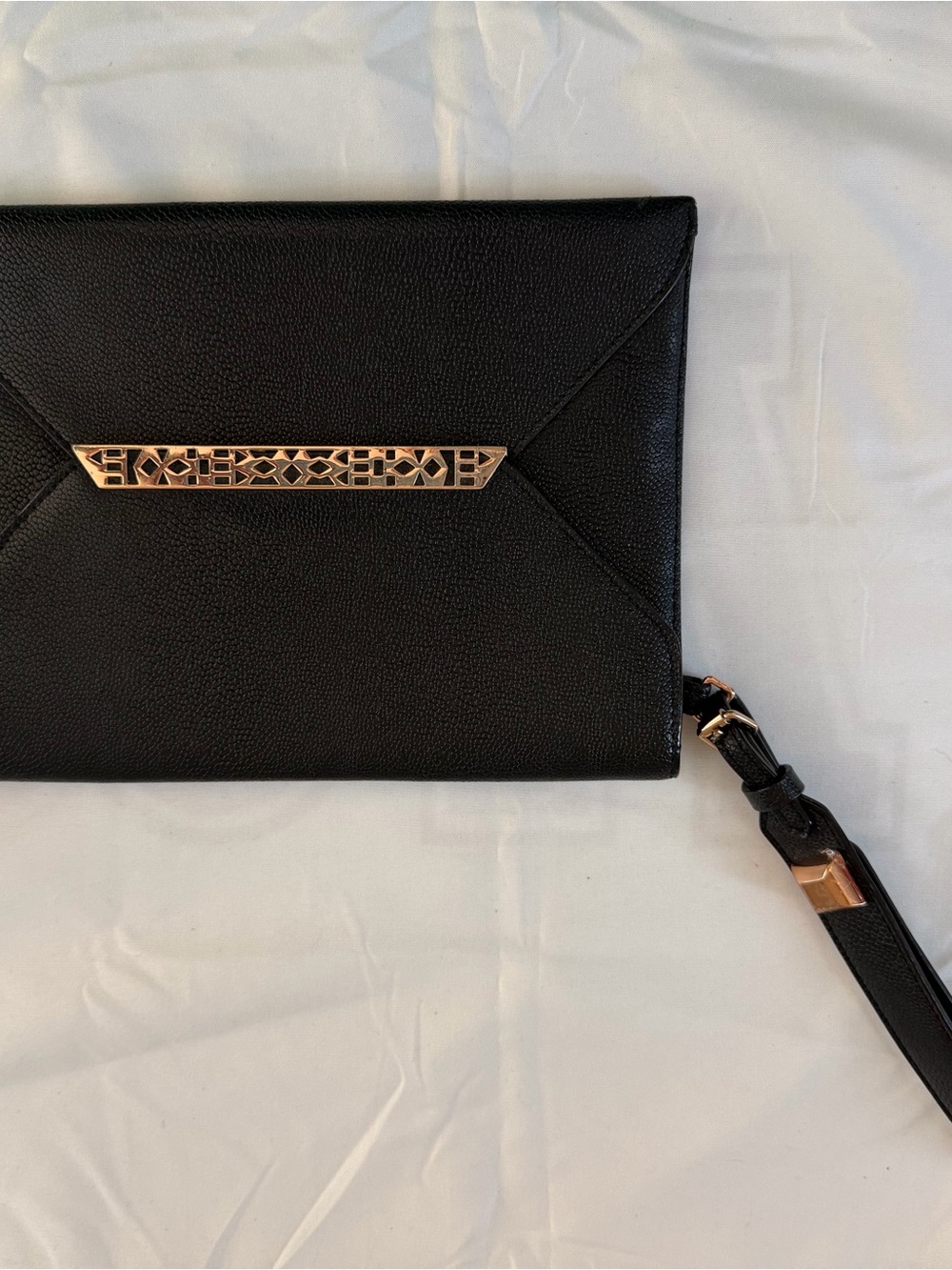 Stella & Dot Black Envelope Clutch with Gold Accent